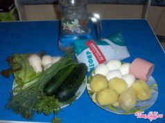 Как приготовить окрошку на кефире. Рецепт окрошки с фото.